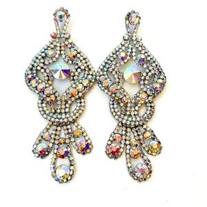 White & Silver Rhinestone Earrings